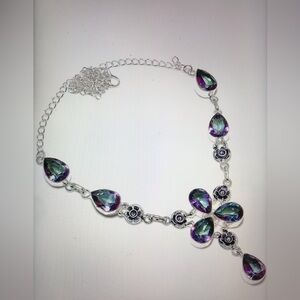 Mystic Topaz Stamped 925 Sterling Silver Necklace